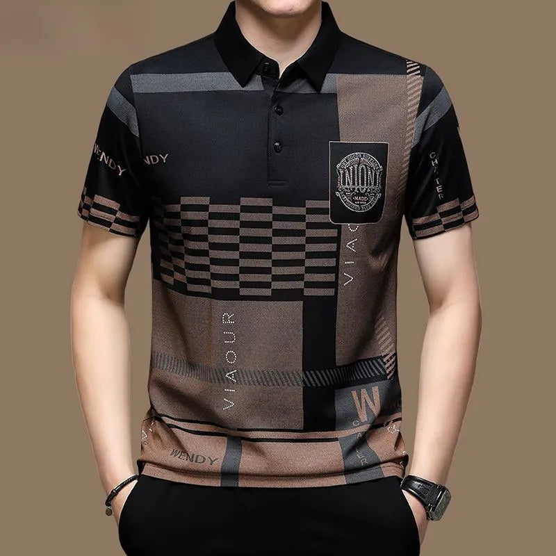 Chemise à manches courtes avec imprimé en soie glacée