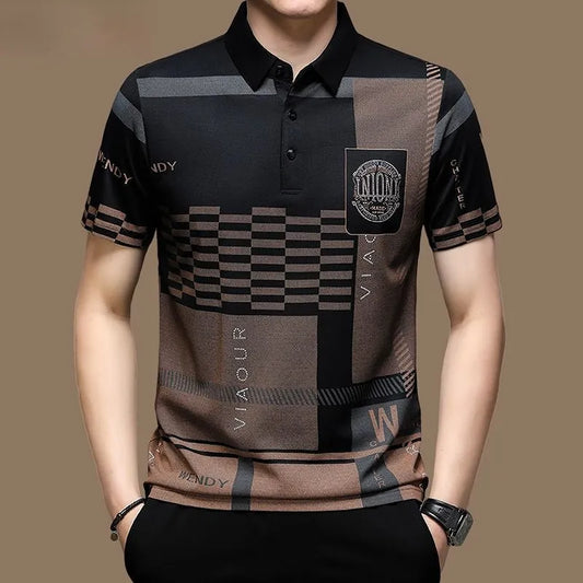Chemise à manches courtes avec imprimé en soie glacée